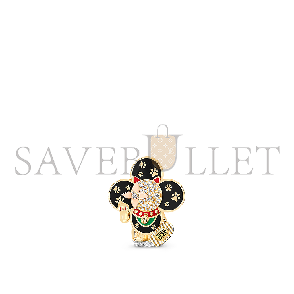 l**is v*t*n vivienne maneki neko pendant, 3 golds, lacquer & Di*m*nds q93901